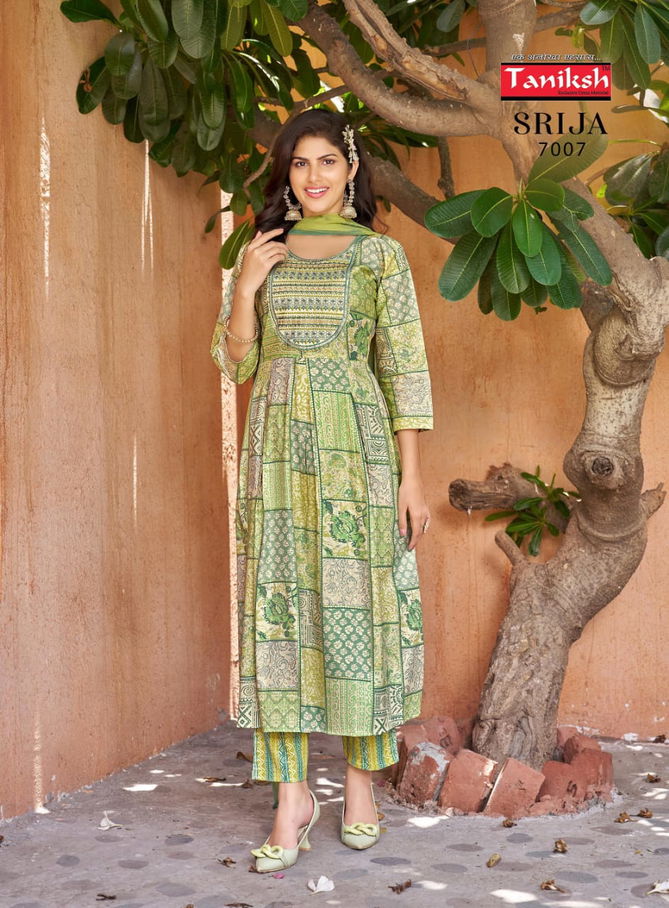 Srija Vol 7 By Taniksh Rayon Printed Kurti With Bottom Dupatta Wholesale Shop In Surat
